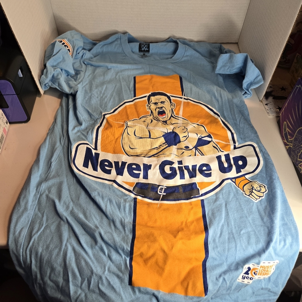 John Cena Shirt U Cant C Me Never Give Up Size S Unisex Blue WWE 20 Years 2023